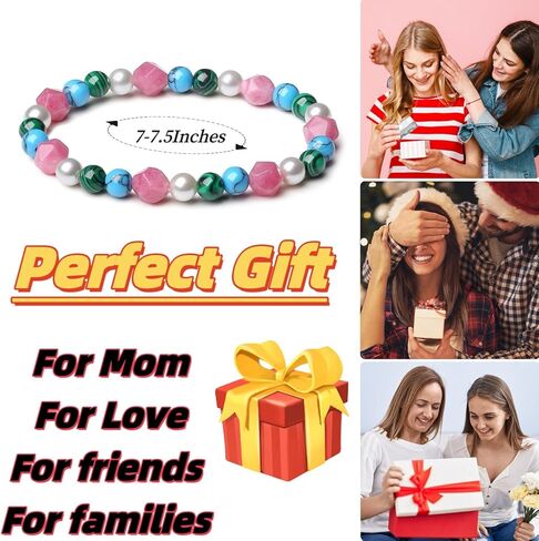 Handmade Original Jewelry Women's Stretch Bracelets with Beaded Healing Crystal Gemstone Natural Stone 8MM Tahitian Cultured Pearl and 18K rose gold Ball (Blue Tiger Eye-Tahitian Pearl) in Kuwait