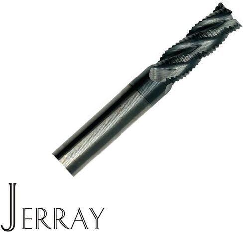 أدوات القطع مطاحن نهاية خشنة من الكربيد الصلب، HRC45 مع طلاء تيالن، 4 مزامير، قطر 3/8 بوصة، ساق 3/8 بوصة، طول القطع 1 بوصة، الطول الإجمالي 3 بوصة in Kuwait