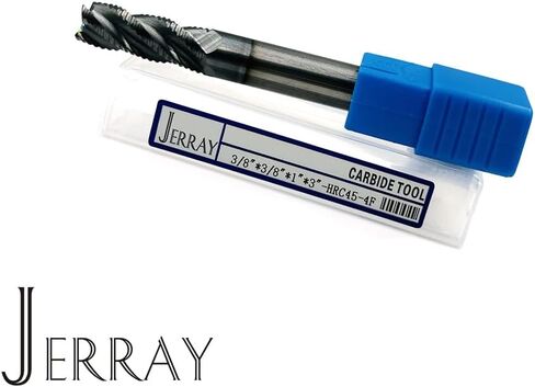 أدوات القطع مطاحن نهاية خشنة من الكربيد الصلب، HRC45 مع طلاء تيالن، 4 مزامير، قطر 3/8 بوصة، ساق 3/8 بوصة، طول القطع 1 بوصة، الطول الإجمالي 3 بوصة in Kuwait