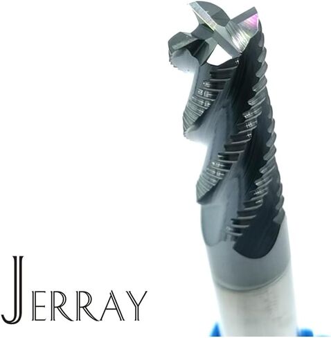 أدوات القطع مطاحن نهاية خشنة من الكربيد الصلب، HRC45 مع طلاء تيالن، 4 مزامير، قطر 3/8 بوصة، ساق 3/8 بوصة، طول القطع 1 بوصة، الطول الإجمالي 3 بوصة in Kuwait