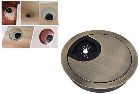 2PCS Desk Grommet Metal Rectangle Desk Cord Cable Hole Cover Grommet with Brush for Home Office Bank Computer Table (black) in Saudi Arabia