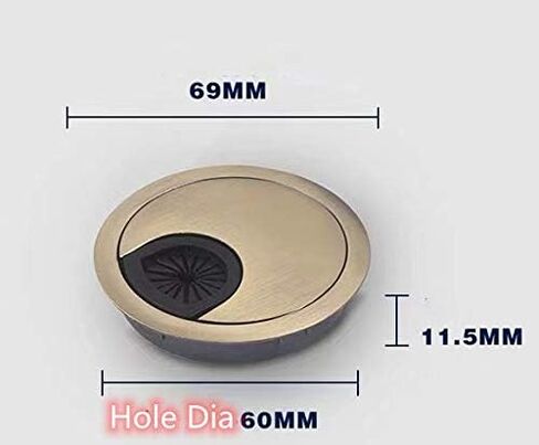2PCS Desk Grommet Metal Rectangle Desk Cord Cable Hole Cover Grommet with Brush for Home Office Bank Computer Table (black) in Saudi Arabia