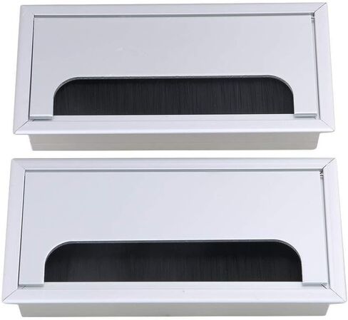 2PCS Desk Grommet Metal Rectangle Desk Cord Cable Hole Cover Grommet with Brush for Home Office Bank Computer Table (black) in Saudi Arabia