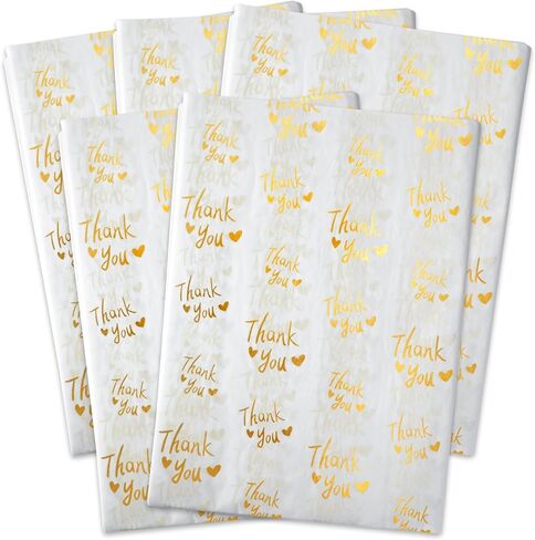 MR FIVE 100 Sheets 20" x 28" Large Black Gold Thank You Tissue Paper Bulk,Black Gold Thank You Tissue Paper for Small Business,Black Gold Tissue Paper for Mother's Day,Graduation,Birthday(Black) in Saudi Arabia