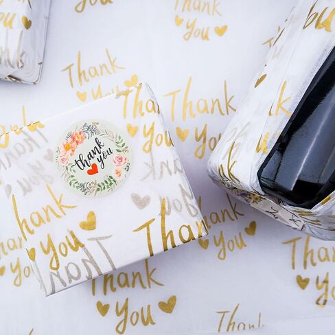 MR FIVE 100 Sheets 20" x 28" Large Black Gold Thank You Tissue Paper Bulk,Black Gold Thank You Tissue Paper for Small Business,Black Gold Tissue Paper for Mother's Day,Graduation,Birthday(Black) in Saudi Arabia