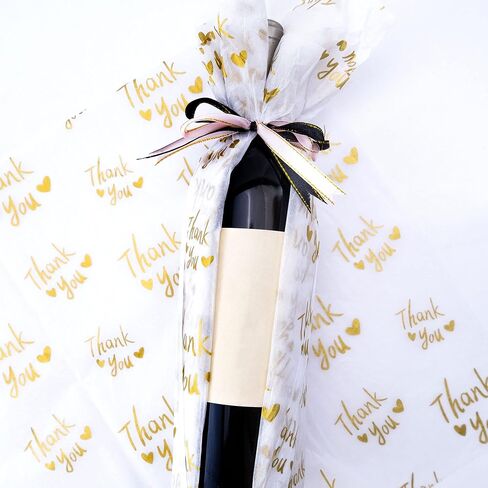 MR FIVE 100 Sheets 20" x 28" Large Black Gold Thank You Tissue Paper Bulk,Black Gold Thank You Tissue Paper for Small Business,Black Gold Tissue Paper for Mother's Day,Graduation,Birthday(Black) in Saudi Arabia