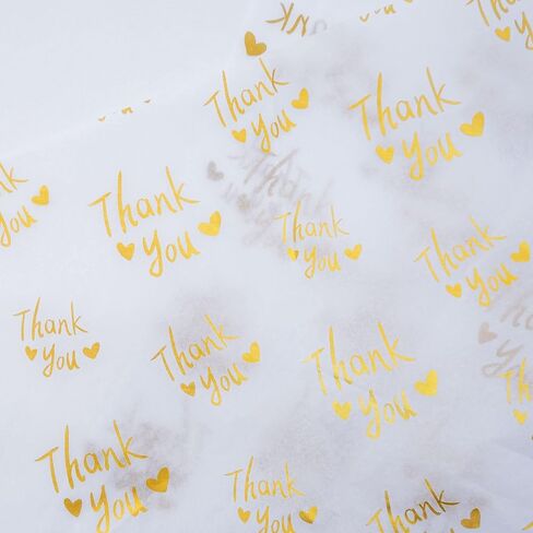 MR FIVE 100 Sheets 20" x 28" Large Black Gold Thank You Tissue Paper Bulk,Black Gold Thank You Tissue Paper for Small Business,Black Gold Tissue Paper for Mother's Day,Graduation,Birthday(Black) in Saudi Arabia