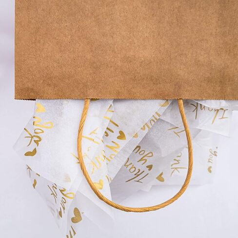 MR FIVE 100 Sheets 20" x 28" Large Black Gold Thank You Tissue Paper Bulk,Black Gold Thank You Tissue Paper for Small Business,Black Gold Tissue Paper for Mother's Day,Graduation,Birthday(Black) in Saudi Arabia
