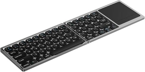 لوحة مفاتيح لاسلكية قابلة للطي مع لوحة لمس من WIWU - لوحة مفاتيح بلوتوث محمولة للسفر والعمل أثناء التنقل - لوحة مفاتيح قابلة للطي مع لوحة لمس للأجهزة الذكية أثناء التنقل، رمادي فولاذي in Kuwait