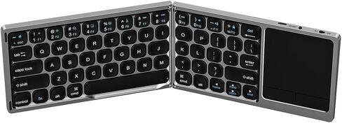 لوحة مفاتيح لاسلكية قابلة للطي مع لوحة لمس من WIWU - لوحة مفاتيح بلوتوث محمولة للسفر والعمل أثناء التنقل - لوحة مفاتيح قابلة للطي مع لوحة لمس للأجهزة الذكية أثناء التنقل، رمادي فولاذي in Kuwait