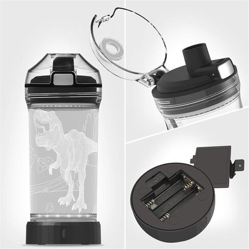 YuanDian Light Up Kids Water Bottle with 3D Dinosaur Tyrannosaurus Rex Design- 14 OZ Tritan BPA Free Eco-Friendly - Cool Drinking Cups Gift for School Kids Boy Girl Child Christmas Holiday in Saudi Arabia