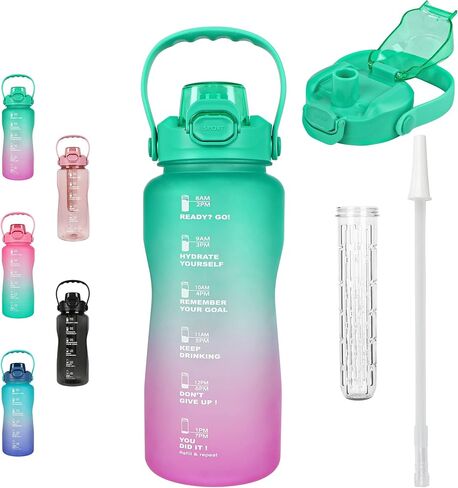 WELTRXE 64oz Water Bottle with Time Marker and Straw, BPA Free Leak Proof Half Gallon Large Motivational Water Bottle with Fruit Infuser Gym Water Jug for Fitness, Camping, Travel and Outdoor Sports in Saudi Arabia