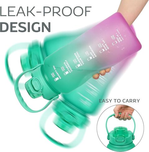 WELTRXE 64oz Water Bottle with Time Marker and Straw, BPA Free Leak Proof Half Gallon Large Motivational Water Bottle with Fruit Infuser Gym Water Jug for Fitness, Camping, Travel and Outdoor Sports in Saudi Arabia