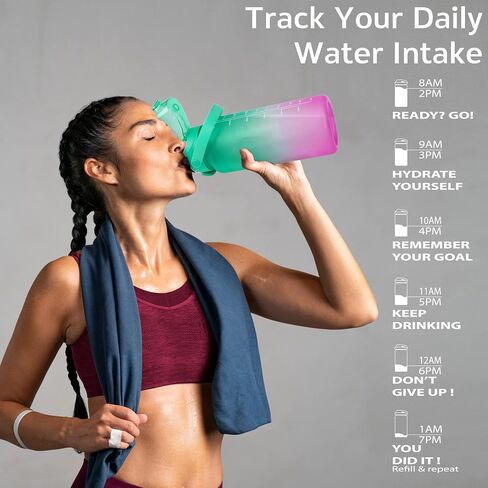 WELTRXE 64oz Water Bottle with Time Marker and Straw, BPA Free Leak Proof Half Gallon Large Motivational Water Bottle with Fruit Infuser Gym Water Jug for Fitness, Camping, Travel and Outdoor Sports in Saudi Arabia