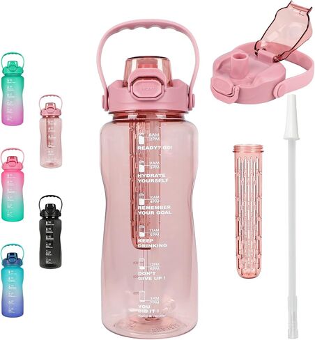 WELTRXE 64oz Water Bottle with Time Marker and Straw, BPA Free Leak Proof Half Gallon Large Motivational Water Bottle with Fruit Infuser Gym Water Jug for Fitness, Camping, Travel and Outdoor Sports in Saudi Arabia