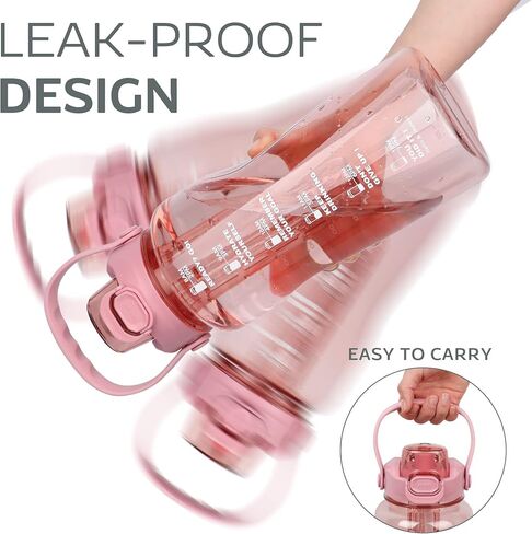WELTRXE 64oz Water Bottle with Time Marker and Straw, BPA Free Leak Proof Half Gallon Large Motivational Water Bottle with Fruit Infuser Gym Water Jug for Fitness, Camping, Travel and Outdoor Sports in Saudi Arabia