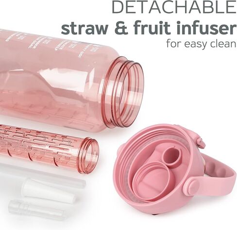 WELTRXE 64oz Water Bottle with Time Marker and Straw, BPA Free Leak Proof Half Gallon Large Motivational Water Bottle with Fruit Infuser Gym Water Jug for Fitness, Camping, Travel and Outdoor Sports in Saudi Arabia