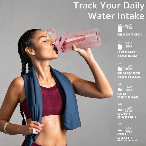 WELTRXE 64oz Water Bottle with Time Marker and Straw, BPA Free Leak Proof Half Gallon Large Motivational Water Bottle with Fruit Infuser Gym Water Jug for Fitness, Camping, Travel and Outdoor Sports in Saudi Arabia