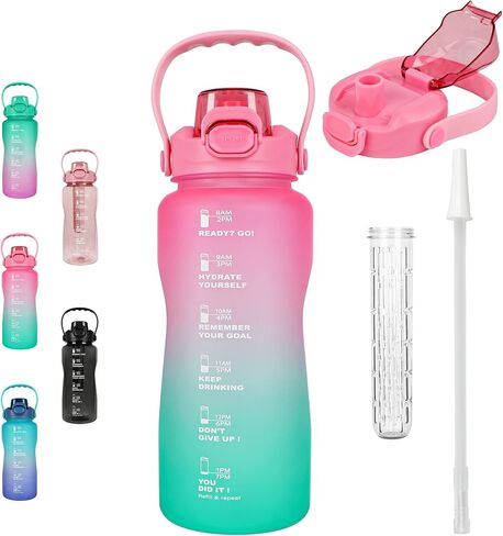 WELTRXE 64oz Water Bottle with Time Marker and Straw, BPA Free Leak Proof Half Gallon Large Motivational Water Bottle with Fruit Infuser Gym Water Jug for Fitness, Camping, Travel and Outdoor Sports in Saudi Arabia