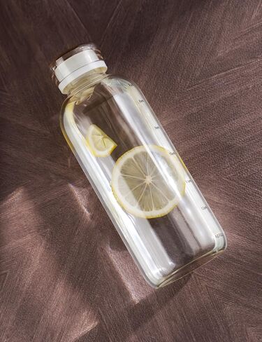NiHome 25oz/750ml Clear Glass Water Bottle with 2 Caps & Stainless-Steel Straw, Temperature Resistant Durable High Borosilicate Glass Drinkware with Leak-Proof Seal for Travel, Gym, School & Home Use in Kuwait