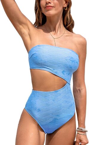 CUPSHE Women's One Piece Swimsuit Square Neck Bathing Suit Removable Straps Convertible Asymmetrical Side Cutout in Saudi Arabia