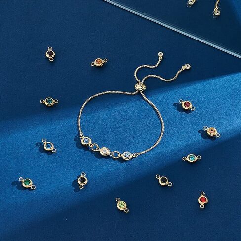 UNICRAFTALE 24Pcs 12 Color 304 Stainless Steel Golden Rhinestone Connector Charm Flat Round Links Charms Double Loop Ring Charm Necklace Bracket Charms for Jewellery Making in Saudi Arabia