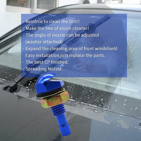 YSY 2 قطعة سيارة عالمية على شكل مروحة الزجاج الأمامي غسالة ممسحة بخاخ فوهة رذاذ الماء فوهة غسالة (أسود) in Kuwait
