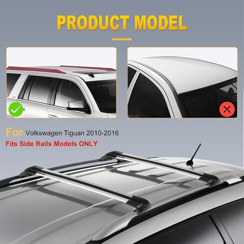 OCPTY Cross Bars Roof Rack Fit for Volkswagen Tiguan 2010-2016 Luggage Racks Rooftop Cargo Carrier Bag Luggage Kayak Canoe Bike Snowboard Skiboard in Saudi Arabia