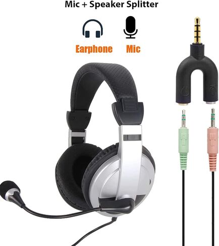 Dual 3.5mm Headphone Adapter, Gold Plated, PS4, Xbox, PC, Phone, Tablet, Laptop in Saudi Arabia