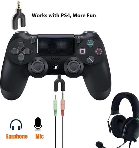 Dual 3.5mm Headphone Adapter, Gold Plated, PS4, Xbox, PC, Phone, Tablet, Laptop in Saudi Arabia