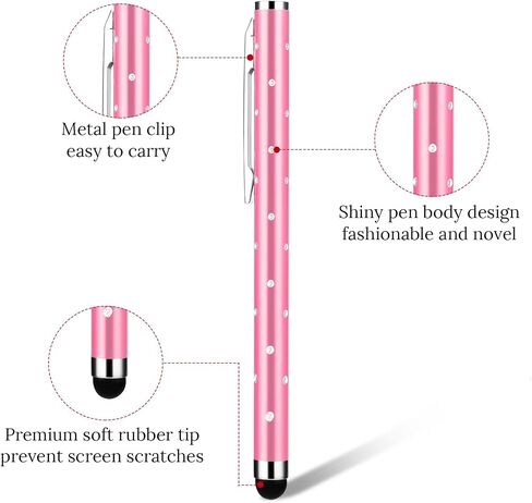 Stylus Pens for Touchscreens, 10 Pack High Precision Replaceable Thin Tip Stylus Bling Stylus Pen for Smartphone and Tablets All Universal Touchscreen Devices(Pink) in Saudi Arabia