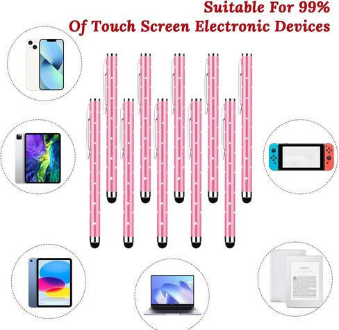 Stylus Pens for Touchscreens, 10 Pack High Precision Replaceable Thin Tip Stylus Bling Stylus Pen for Smartphone and Tablets All Universal Touchscreen Devices(Pink) in Saudi Arabia