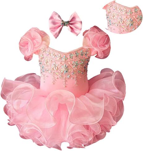 فستان Jenniferwu G053-1 للأطفال حديثي الولادة وحفلات أعياد الميلاد للفتيات الصغيرات مقاس وردي (3T) in Kuwait