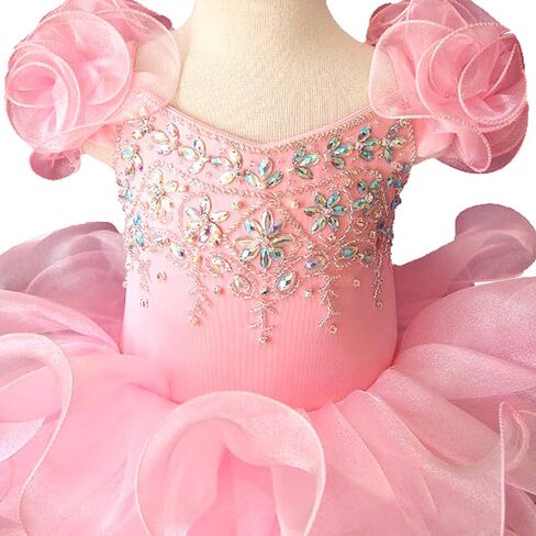 فستان Jenniferwu G053-1 للأطفال حديثي الولادة وحفلات أعياد الميلاد للفتيات الصغيرات مقاس وردي (3T) in Kuwait