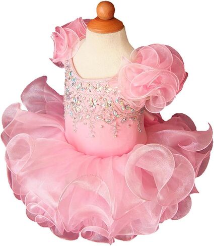 فستان Jenniferwu G053-1 للأطفال حديثي الولادة وحفلات أعياد الميلاد للفتيات الصغيرات مقاس وردي (3T) in Kuwait