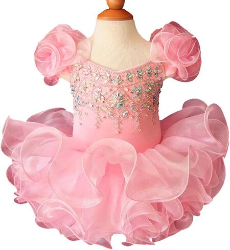 فستان Jenniferwu G053-1 للأطفال حديثي الولادة وحفلات أعياد الميلاد للفتيات الصغيرات مقاس وردي (3T) in Kuwait