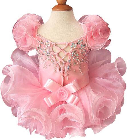 فستان Jenniferwu G053-1 للأطفال حديثي الولادة وحفلات أعياد الميلاد للفتيات الصغيرات مقاس وردي (3T) in Kuwait