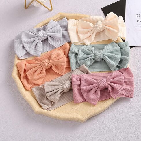 Mookiraer Baby Nylon Headbands whit Bow Headbands Set - Elastic Nylon Hairbands Turban Hair Accessories for Newborns Infants Toddlers and Kids (MZ118-1) in Saudi Arabia