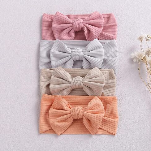 Mookiraer Baby Nylon Headbands whit Bow Headbands Set - Elastic Nylon Hairbands Turban Hair Accessories for Newborns Infants Toddlers and Kids (MZ118-1) in Saudi Arabia