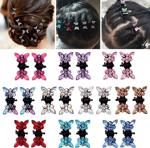 20 قطعة من أحجار الراين الكريستالية الصغيرة على شكل فراشة مشبك شعر للأطفال الصغار والبنات دبوس إكسسوارات شعر للأطفال (مجموعة B - 20 قطعة متعددة الألوان) in Kuwait