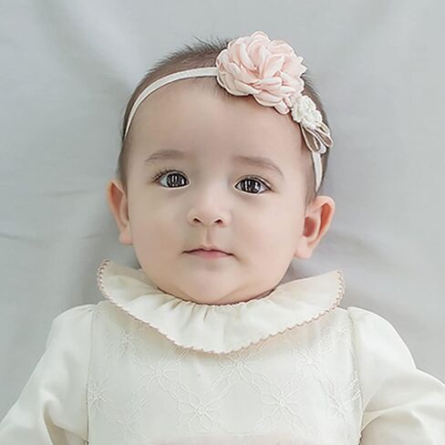 Lace Baby Girls Headband Boho Chic Baby Girl Headband Lace Cream Infant Wrap Elastic Baby Turban Newborn Accessories (Style 1) in Kuwait