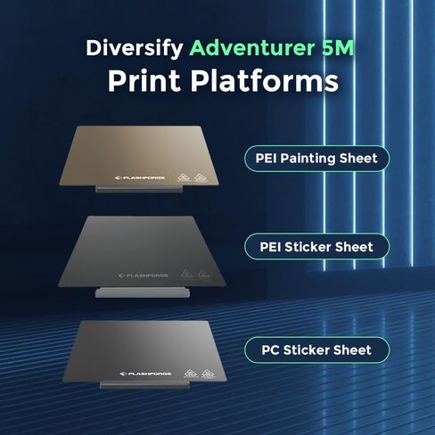 منصة طابعة ثلاثية الأبعاد من سلسلة FLASHFORGE Adventurer 5M Pro، ترقية ورقة ملصقات PEI المرنة المغناطيسية، طباعة خالية من الغراء مع PLA، TPU، خيوط ألياف الكربون in Kuwait