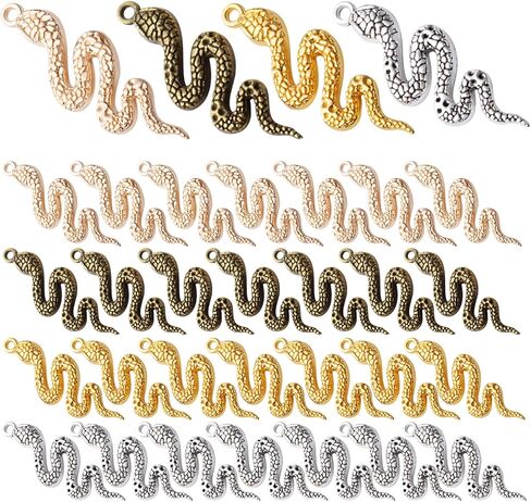32pcs Snake Charms Alloy Cobra Snake Pendant Charms Animal Charms for Bracelets Necklaces DIY Jewelry Craft Making Supplies,4 Colors in Saudi Arabia