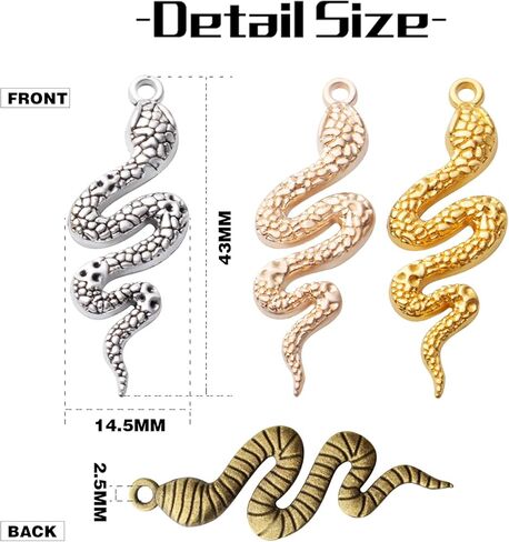 32pcs Snake Charms Alloy Cobra Snake Pendant Charms Animal Charms for Bracelets Necklaces DIY Jewelry Craft Making Supplies,4 Colors in Saudi Arabia