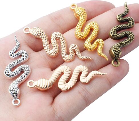 32pcs Snake Charms Alloy Cobra Snake Pendant Charms Animal Charms for Bracelets Necklaces DIY Jewelry Craft Making Supplies,4 Colors in Saudi Arabia