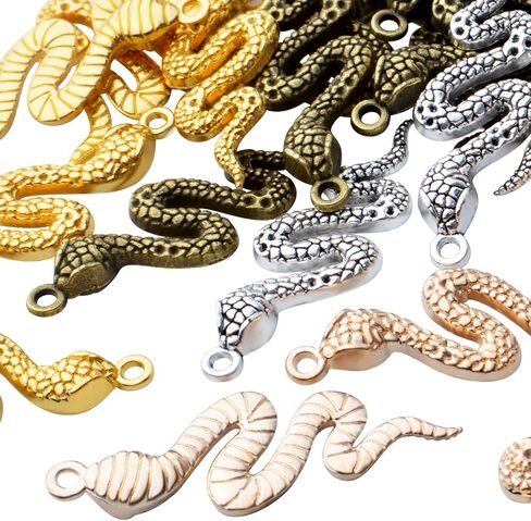 32pcs Snake Charms Alloy Cobra Snake Pendant Charms Animal Charms for Bracelets Necklaces DIY Jewelry Craft Making Supplies,4 Colors in Saudi Arabia