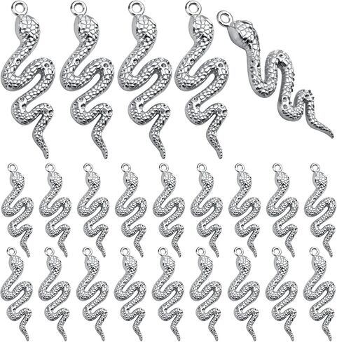 32pcs Snake Charms Alloy Cobra Snake Pendant Charms Animal Charms for Bracelets Necklaces DIY Jewelry Craft Making Supplies,4 Colors in Saudi Arabia