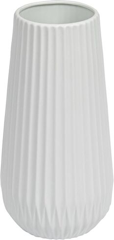Bloomingville Round Stoneware Fluted Vase with Embossed Lines, Matte Black in Saudi Arabia