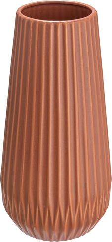 Bloomingville Round Stoneware Fluted Vase with Embossed Lines, Matte Black in Saudi Arabia