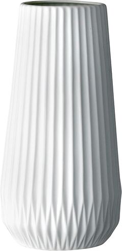 Bloomingville Round Stoneware Fluted Vase with Embossed Lines, Matte Black in Saudi Arabia